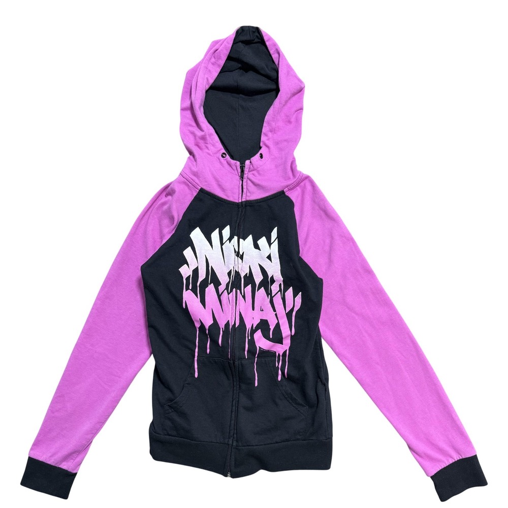 Nicki Minaj Hoodie Womens Small Black Purple Zip Up Sweatshirt Graphic